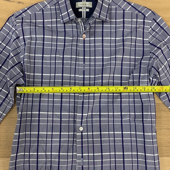 ZARA MENS BLUE PLAID CASUAL DRESS SHIRT - SIZE SMALL - Picture 3 of 6
